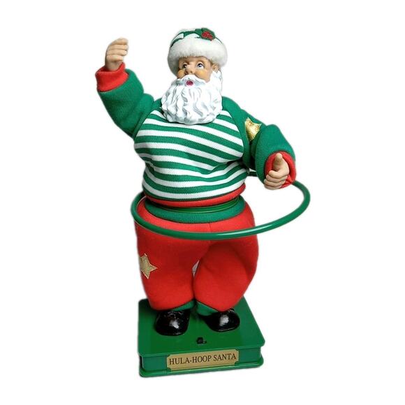 Vintage Hula Hoop Singing Dancing Santa Claus Animatronic 13.5“ Rock Roll Santa - Picture 1 of 7